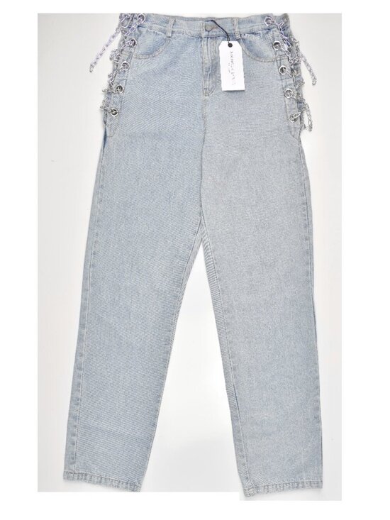 Nichole Lynel Denim - Nichole Lynel Chain Embellished High Rise Jeans NEW - L